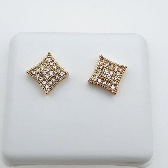 "14K Gold Plated Cubic Zircon Earrings, INUS1BR112 - Picture 4 of 10